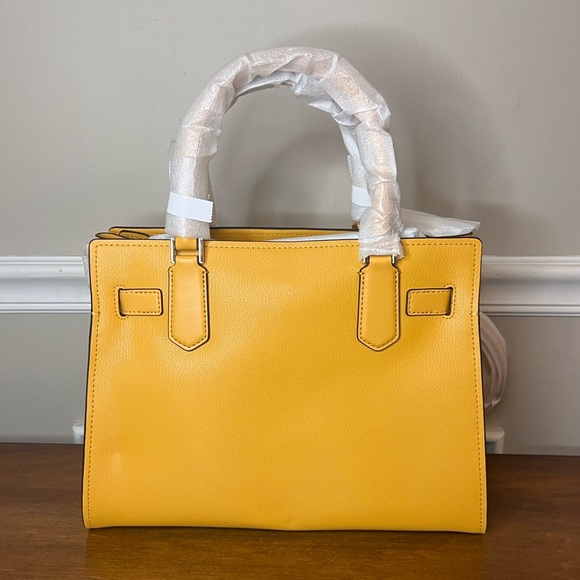 Michael Kors Hamilton Medium Top Zip Colorful Golden Rod Leather Satchel NWT - Picture 4 of 12